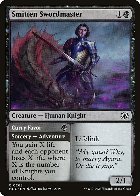 Smitten Swordmaster // Curry Favor [March of the Machine Commander]