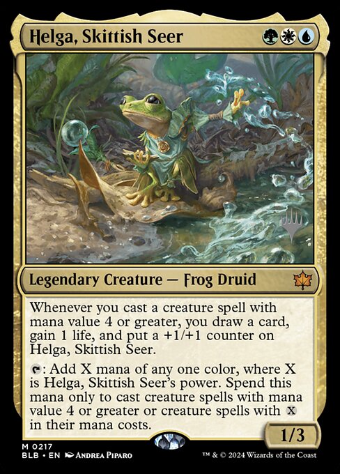 Helga, Skittish Seer [Bloomburrow Prerelease Promos]