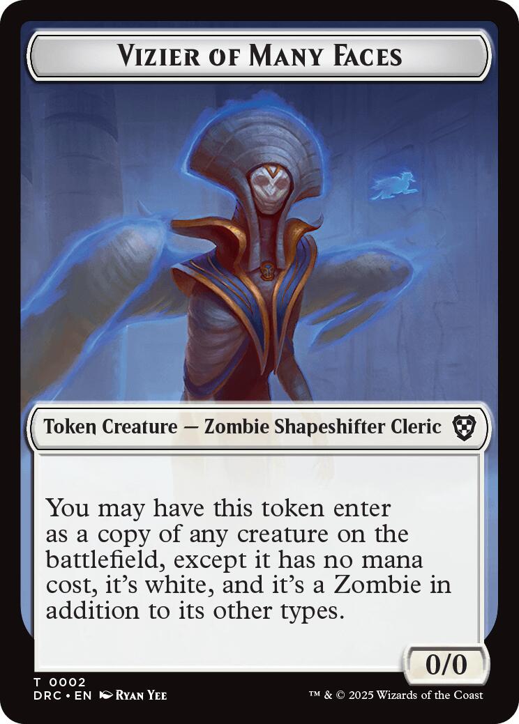 Vizier of Many Faces // Zombie (0003) Double-Sided Token [Aetherdrift Tokens]