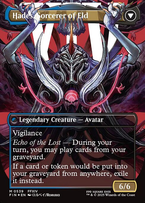 Emet-Selch, Unsundered // Hades, Sorcerer of Eld (Borderless) (Surge Foil) [FINAL FANTASY] (reverso)