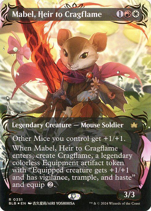 Mabel, Heir to Cragflame (Borderless) (Raised Foil) [Bloomburrow]