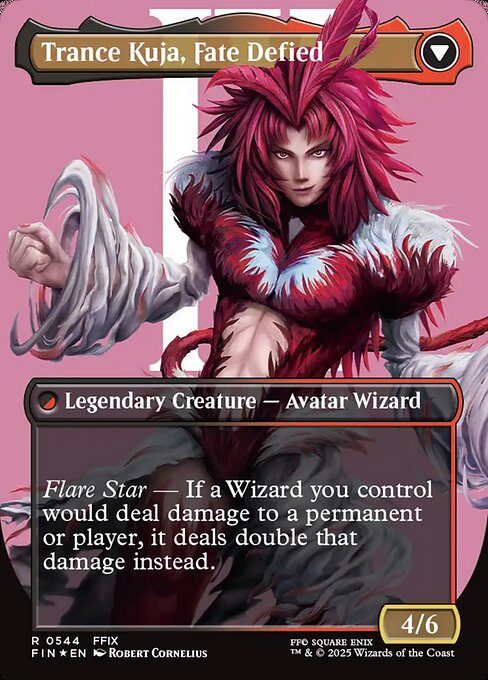 Kuja, Genome Sorcerer // Trance Kuja, Fate Defied (Borderless) (Surge Foil) [FINAL FANTASY] (reverso)