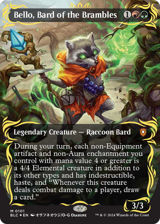 Bello, Bard of the Brambles (Borderless) (Raised Foil) [Bloomburrow Commander]