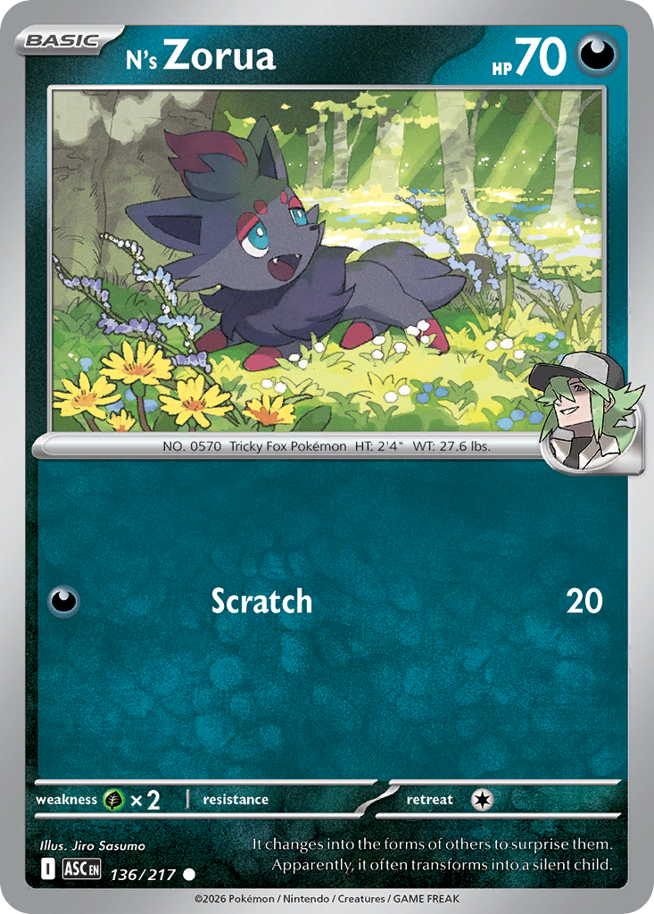 N's Zorua (136/217) (Poke Ball) [Mega Evolution: Ascended Heroes]