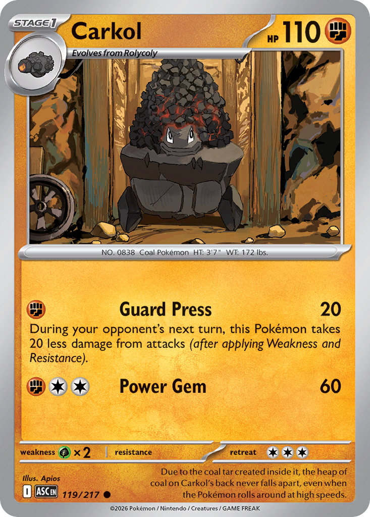 Carkol (119/217) (Dusk Ball) [Mega Evolution: Ascended Heroes]