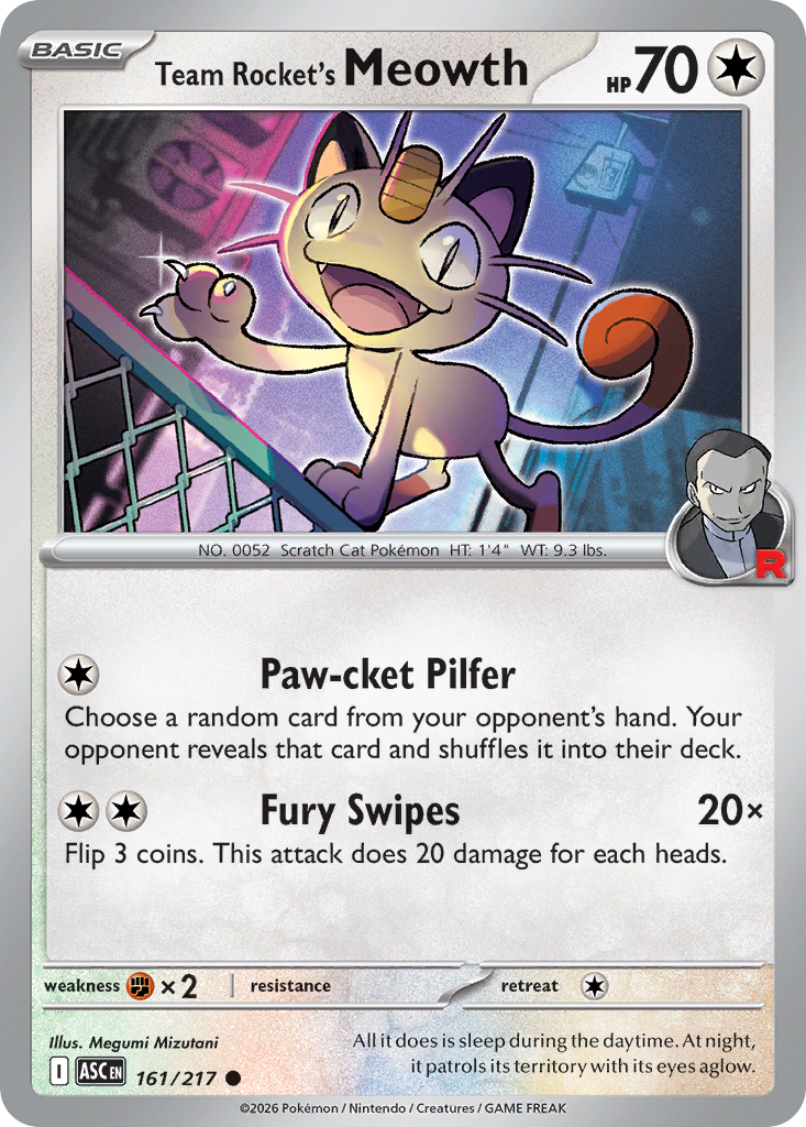 Team Rocket's Meowth (161/217) (Team Rocket) [Mega Evolution: Ascended Heroes]