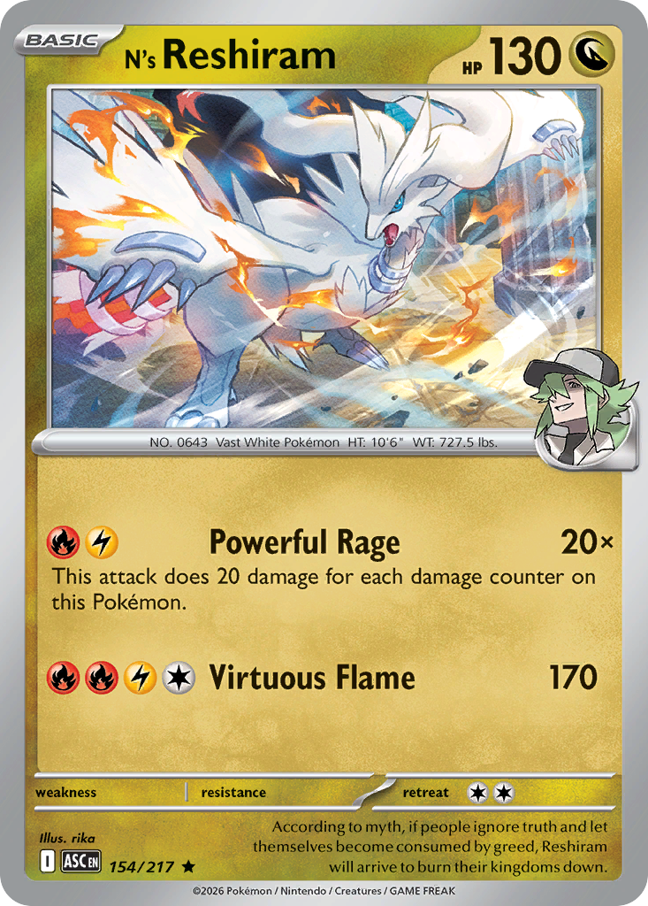 N's Reshiram (154/217) (Energy Symbol Pattern) [Mega Evolution: Ascended Heroes]