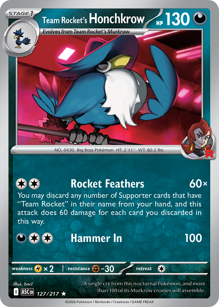 Team Rocket's Honchkrow (127/217) (Team Rocket) [Mega Evolution: Ascended Heroes]