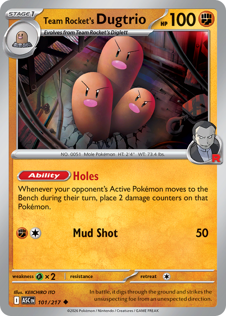 Team Rocket's Dugtrio (101/217) (Energy Symbol Pattern) [Mega Evolution: Ascended Heroes]