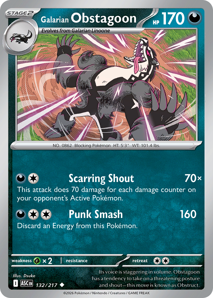 Galarian Obstagoon (132/217) (Energy Symbol Pattern) [Mega Evolution: Ascended Heroes]